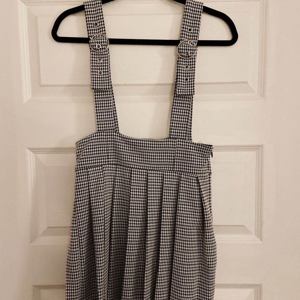 F21 Houndstooth Pinafore Dress Overall Skirt